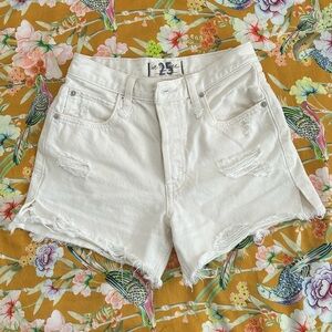 We The Free ~ Free People ~ High Waisted White Denim Shorts